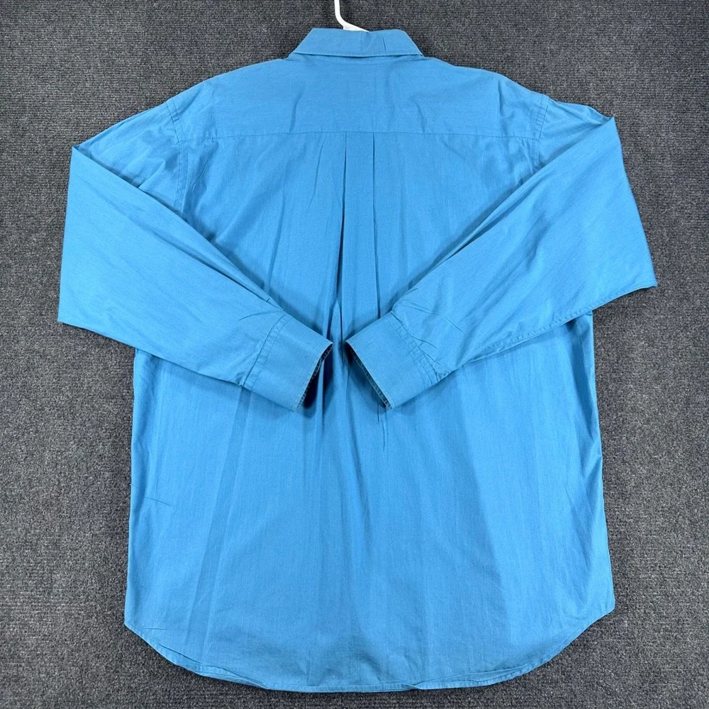 Banana Republic Button Down Mens L Large Turquoise Blue Long Sleeve Cotton Shirt